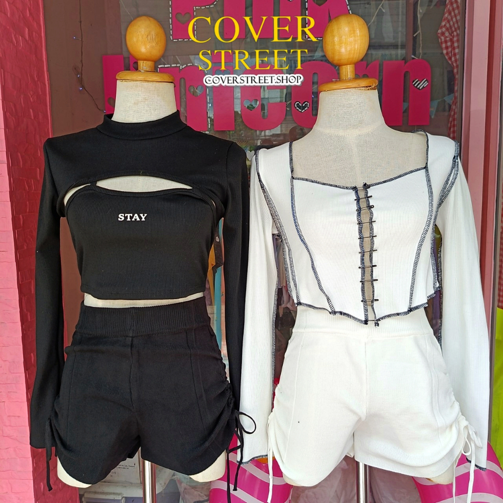coverstreet ชุดเต้น​ ชุดเต้นโคฟ​ ชุดเต้นcover​ ชุดสตรีท​ Y2K สายฝอ ชุดเต้นเกาหลี​ ชุดเต้นblackpink ธีมสีดำ ขาว