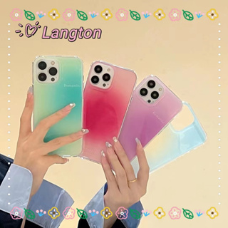 🌈Langton🌸ขอบเต็ม ป้องกันการหล่น iphone 11 14 pro max สีสัน ไล่ระดับ เรียบง่าย หวานสวย แฟชั่น case for iPhone 12 13