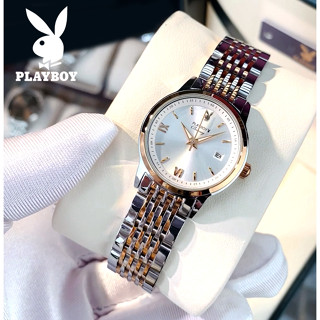 PLAYBOY 5556สปอตสินค้า นาฬิกาข้อมือผู้หญิงกันน้ำ  Designer Watch ของแท้ แฟชั่น สีดำ ทอง เงิน รับประกัน 3 ปี 100% ของแท้