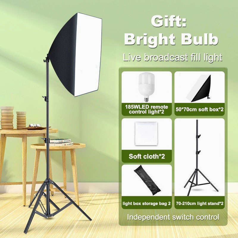 สตูดิโอถ่ายภาพ ไฟต่อเนื่อง ไฟสตูดิโอ ไฟสตูดิโอถ่ายภาพ Softbox 50x70  ไฟE27105W  เซ็คคู่ 2 ตัว 65cm เกราะทรงกลม