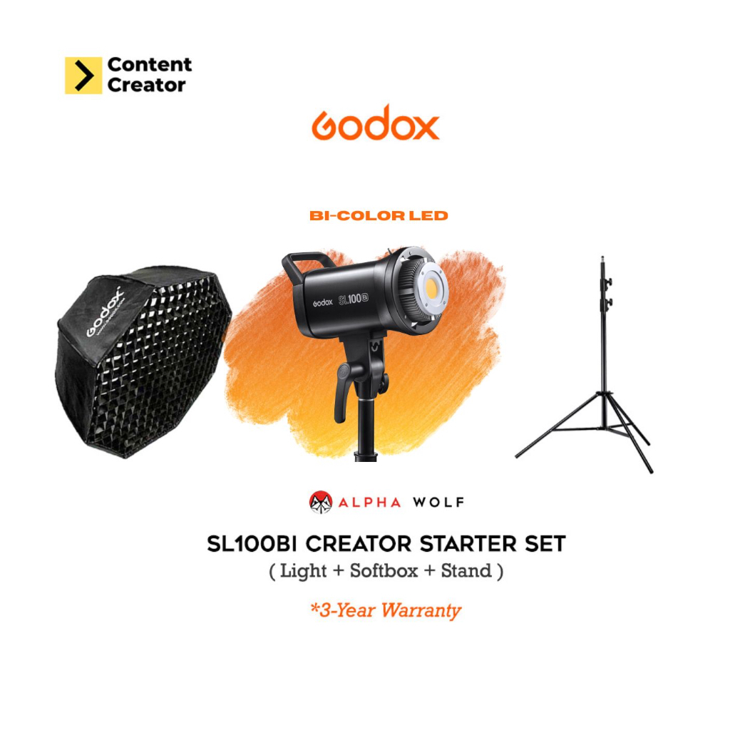 Godox SL100Bi Studio Light Set ไฟสตูดิโอครบชุด ประกอบด้วย SL100Bi + Softbox + Stand ประกันศูนย์ 3 ปี
