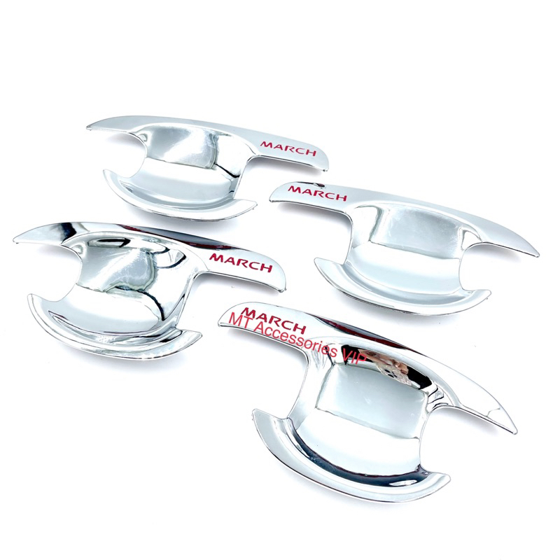 March นิสสันมาร์ช เบ้ากันรอย ครอบมือจับ ครอบฝาถัง เลือกชื้อสินค้าในตัวเลือกคะ สีโครเมียมโลโก้แดง#nissanmarch#นิสสันมาร์ช - รูปที่ 3