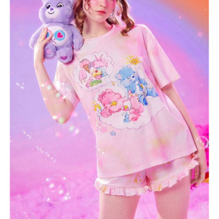 ลิขสิทธิ์แท้ 💯 ป้ายครบ 🌈 ชุดนอนลาย care bears แคร์แบร์ ชุดนอนเสื้อแขนสั้น ชุดนอนกางเกงขาสั้น ชุดนอนลายการ์ตูน