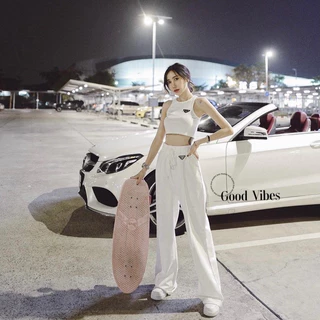 SGH0178 ชุดเซท 2 ชิ้น เสื้อแขนกุด+กางเกงขายาว งานฮิตมาก