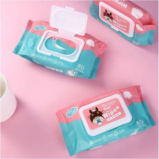 Thai_66 กระดาษทิชชู่เปียก Baby Wipes กระดาษทิชชู่เปียก 1ห่อ80ชิ้น สูตรน้ำบริสุทธิ์