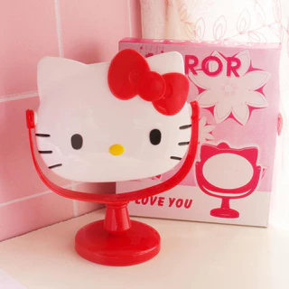 CRYSTAL RABBIT ins กระจกแต่งหน้าการ์ตูนน่ารัก Hello Kitty กระจกตั้งโต๊ะ กระจกแต่งหน้า