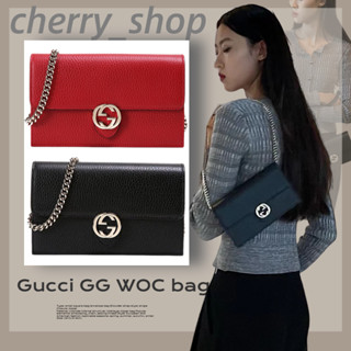 🔥Hot กุชชี่ 🍒Gucci GG WOC envelope bag 🍒กระเป๋าสตางค์ลูกโซ่ กระเป๋าสะพายข้างผู้หญิง ผู้หญิง🍒615523 CAO0G 1000