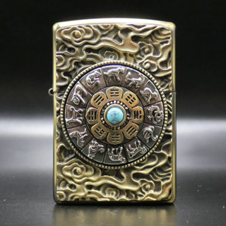 Zippo ZCN0121 Chinese Zodiac Wheel of Luck (Gold) ของแท้ รับประกันตลอดชีวิต นำเข้าและจำหน่ายโดยตัวแทนจำหน่าย