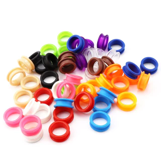 แหวนยางรองกรรไกรตัดผม แหวนยางซิลิโคน ขายเป็นคู่ สีพื้น อุปกรณ์ตัดผม