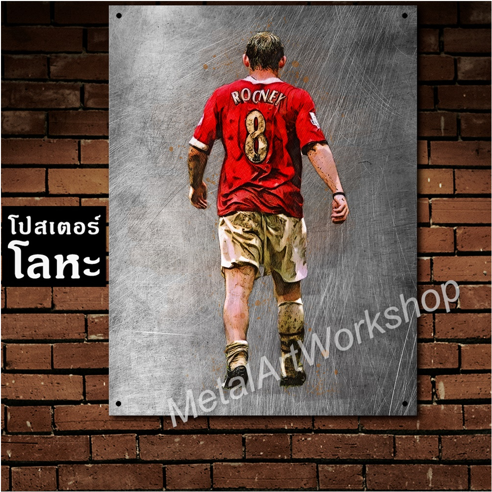 โปสเตอร์โลหะลายเหล็กขูดขีด Wayne Rooney Manchester United รูปที่ 2