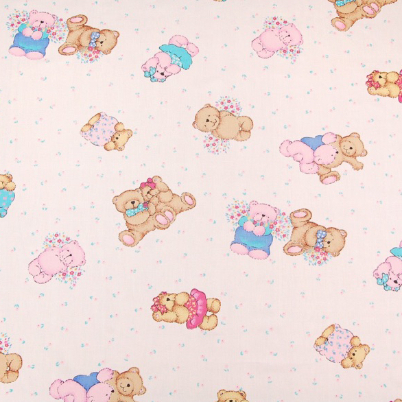 ผ้าคอตตอน 100% ผ้าเมตร หน้ากว้าง 160 เซนติเมตร พิมพ์ลายหมี พิมพ์ลายดอกไม้