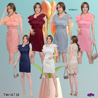 TW18738 Dress เดรสสั้น แขนกุด ไหล่ระบายผ้าแก้ว