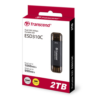 Transcend External SSD smallest 2TB : ESD310C : Type-A and Type-C connectors : รับประกัน 5ปี - มีใบกำกับภาษี-TS2TESD310C