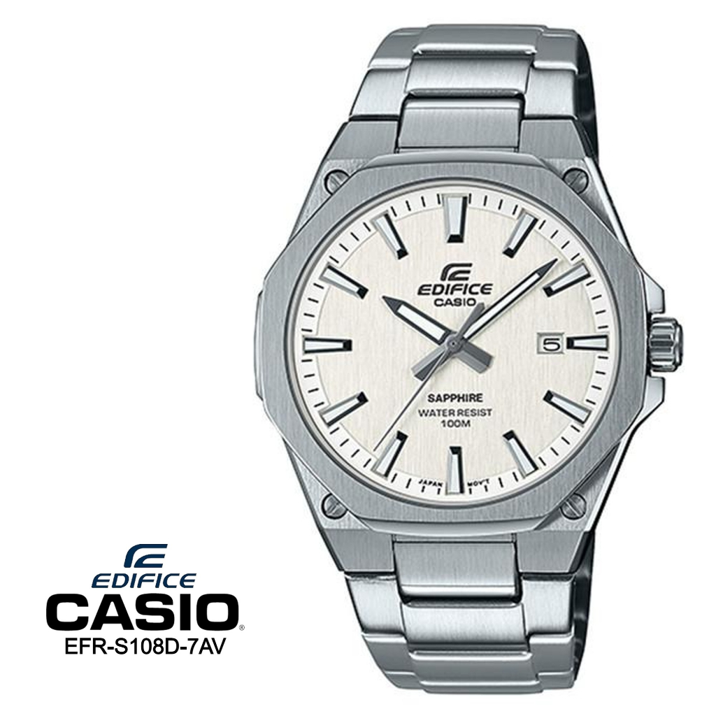 นาฬิกาข้อมือ Casio Edifice Chronograph รุ่น EFR-S108D-7AV White หน้าปัดสีขาว รับประกัน 1ปี