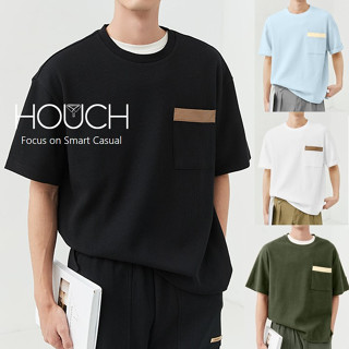 Houch พร้อมส่ง COD เสื้อผู้ชายสไตล์เกาหลี เสื้อยืดแขนสั้นลําลอง สไตล์เกาหลี Oversize คอกลมโอเวอร์ไซส์ผู้ชาย ใส่ได้ทั้งผู้ชายและผู้หญิง ไม่ยืด ไม่ย้วย ไม่ต้องรีด แฟชั่นยอดนิยม