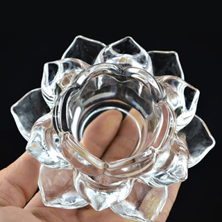 เชิงเทียนดอกบัวบานแก้วคริสตัลขนาดใหญ่ เนื้อหนา  / Crystal Candle Holder