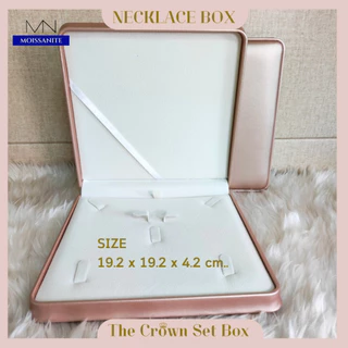 กล่องใส่เครื่องประดับสีนู้ดพิงค์ Crown Collection งานสุดหรู หุ้มหนัง PU วาววับ กล่องเครื่องประดับ