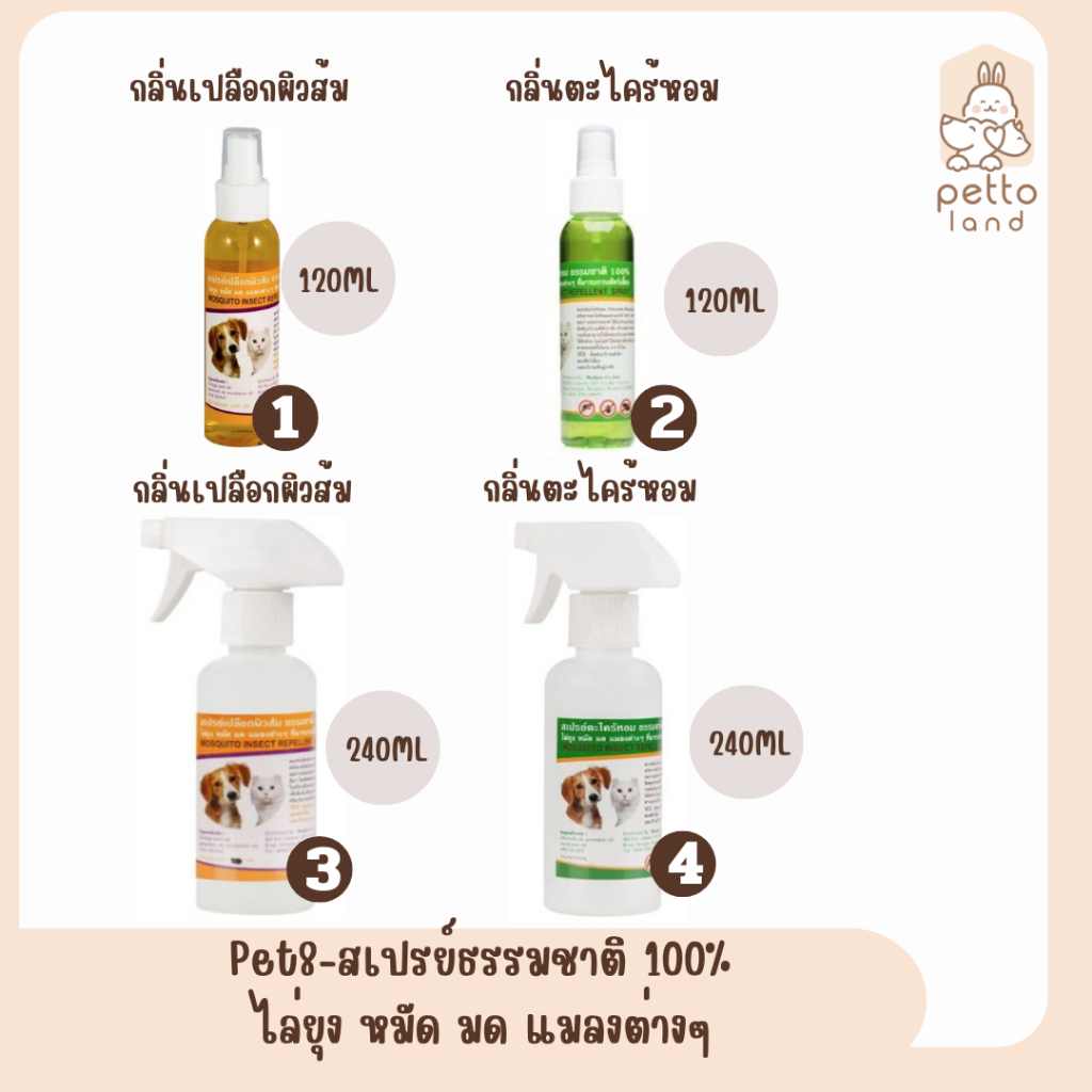 Pet8 สเปรย์ไล่ยุง หมัด มด แมลง สกัดจากธรรมชาติ  สุนัข-แมว