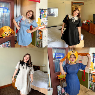 Alice dress เดรสตีเกร็ดด้านหน้า (ขายแยกกับคอ) - merrychubbyhouse