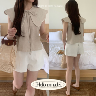 NOMADE.&amp; พร้อมส่ง  Nomatter Linen Top {เสื้อลินินแขนกุดคอระบาย}