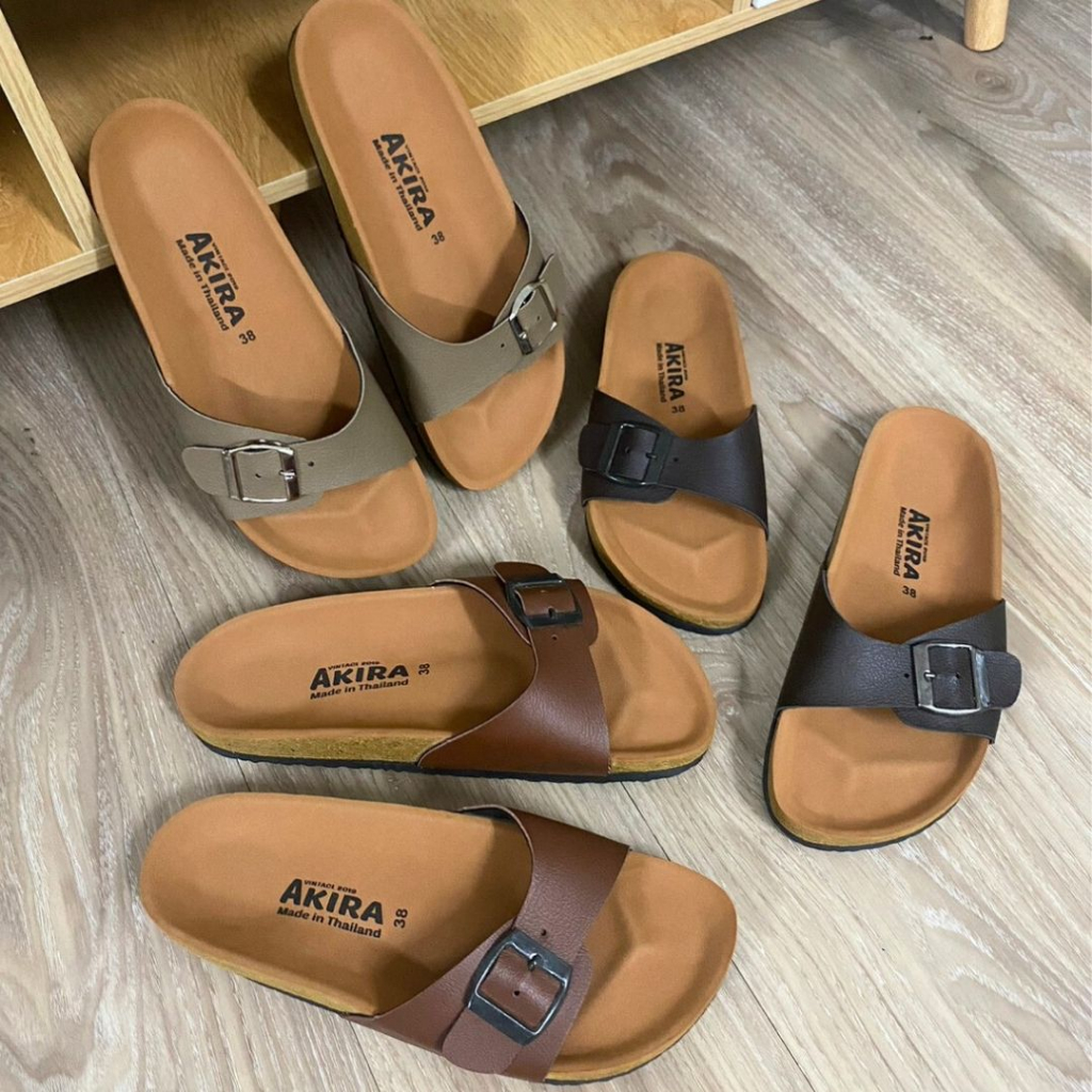 รองเท้าแตะ KIMBER สไตล์ไบเก้น 1 เข็มขัด พื้นน้ำตาล ทรงแฟชั่น เบา ใส่สบาย - รูปที่ 3