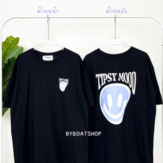 ✅ พร้อมส่ง เสื้อยืด oversize สกรีนลายหน้า-หลัง Tipsy mood 😵 (ผ้าคอตตอน)