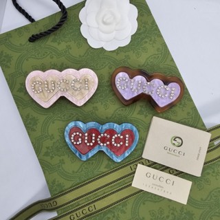 กิ๊บหนีบผมหัวใจ GG Resin Double Heart Hair Clip งานสวยน่ารักมาก ประดับโลโกเพชร