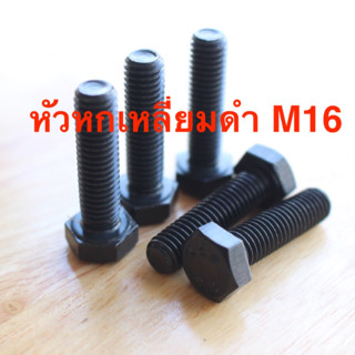 น็อต สกรู สกรูหัวหกเหลี่ยมดำ M16 ยาว 40 - 60 มิล เกลียวมิล