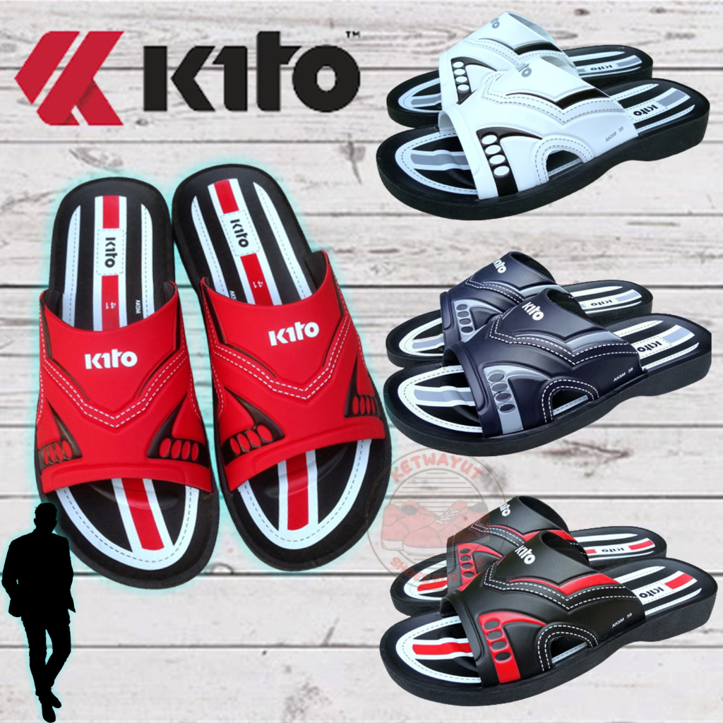 รองเท้าแตะแบบสวมผู้ชาย รองเท้าแตะหนังผู้ชาย kito AK5