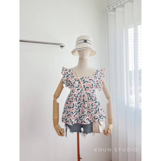 เสื้อสายเดี่ยวแขนระบาย💐