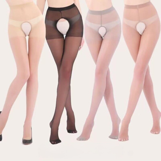 ถุงน่องแบบเปิดเป้าเซ็กซี่สำหรับผู้หญิง Crotch Crotchless Sheer pantyhose