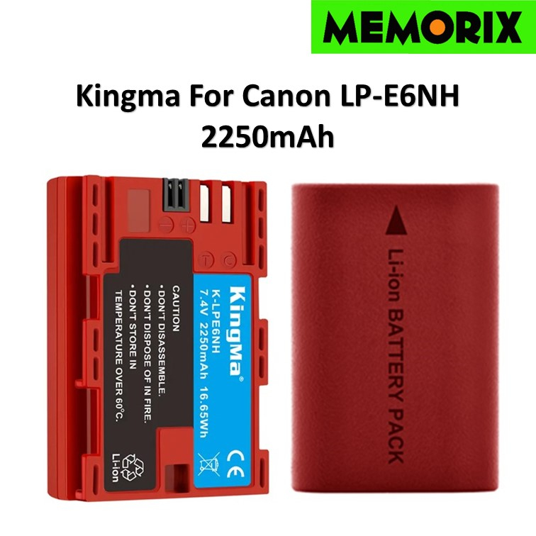 KingMa For Canon LP-E6NH (2250mAh) Digital Rechargeable Battery Pack for 6D Mark II , EOS R , XC10