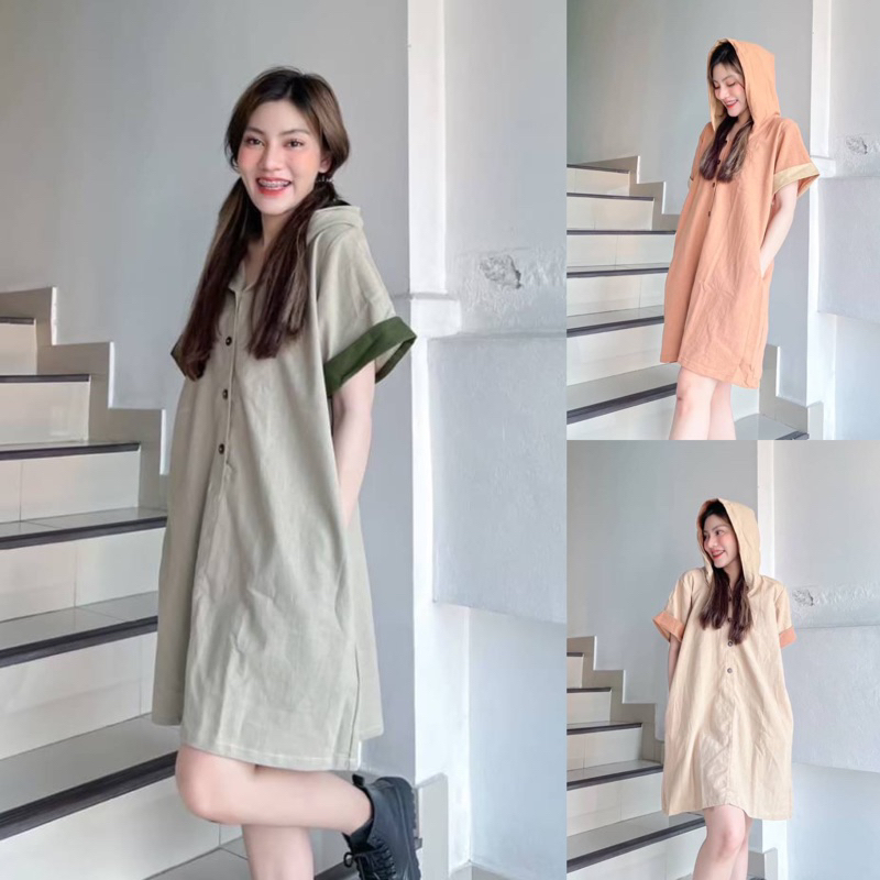 เดรสทูโทน มีหมวก ใส่สบาย ได้ลุคน่ารักชิลๆ