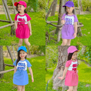 พร้อมส่ง!! ชุดเซ็ตเด็ก GIRL POWER เสื้อผ้าคอตต้อนเสื้อดีมากๆ สกรีนลายน่ารัก คู่กระโปรง แถมหมวก