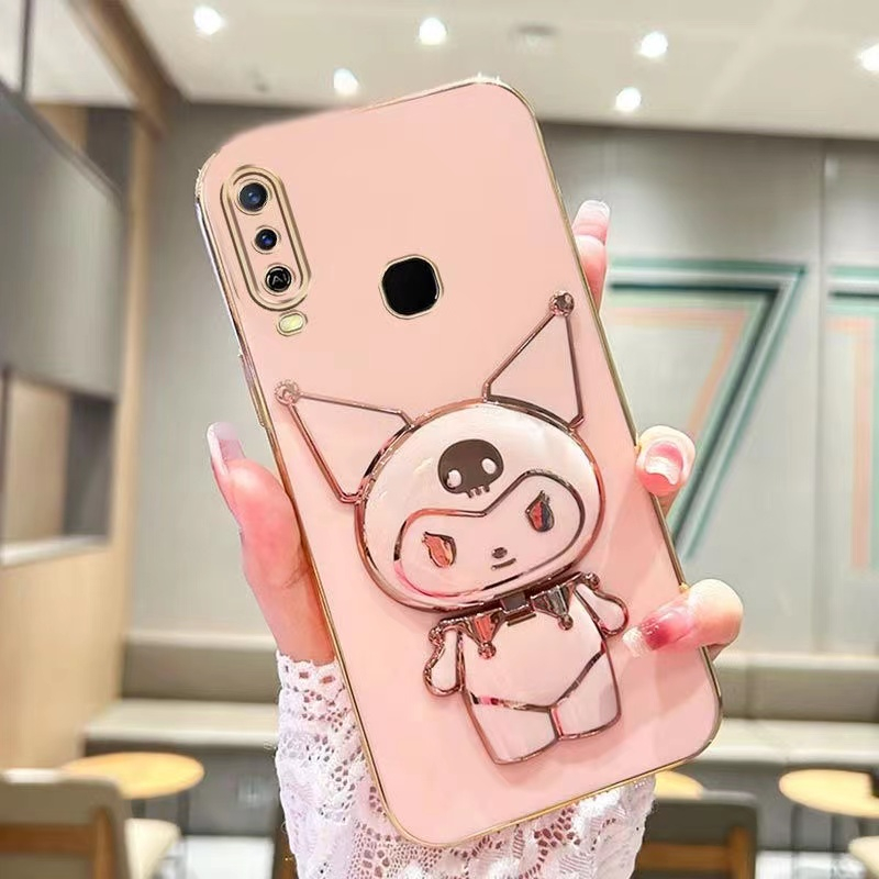 เคส ขาตั้ง คุโรมิ มีกระจก หมุนได้ 360 องศา สำหรับรุ่น vivo y11 y12 y15 y17 y20 y20s y12s y12a y3s y22 เคสฝาหลัง แบบนิ่ม