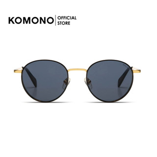 KOMONO James Gold Black แว่นกันแดด ทรงกลม สีดำทอง