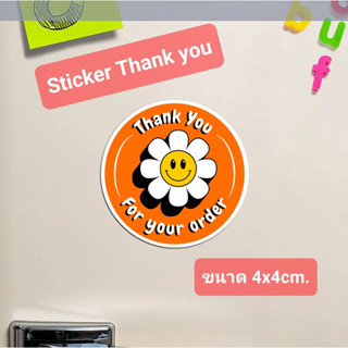 Sticker Thank you สติกเกอร์ขอบคุณ ลายน่ารักสุดๆ ขนาด 4x4cm. (1แผ่นได้24ตัว)