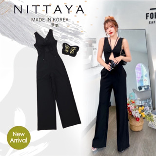 NITTAYA:จั๊มยาวขายาวสายผูกเวาอกผ้าทิ้งตัว(*รบกวนเช็คสต๊อกก่อนกดสั่งซื้อ)