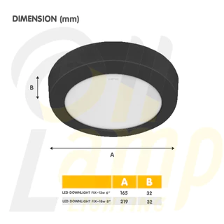 LAMPTAN ไฟดาวน์ไลท์ รุ่น FIX หน้ากลม ติดลอย 12w 6นิ้ว / 18w 8นิ้ว มีโคมสีดำ สีขาว แสง 6500K 2700K