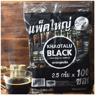 กาแฟดำ เขาทะลุแบล็ค 2.5 กรัมx100 ซอง รสเข้ม ไม่เปรี้ยว ไม่มีน้ำตาล