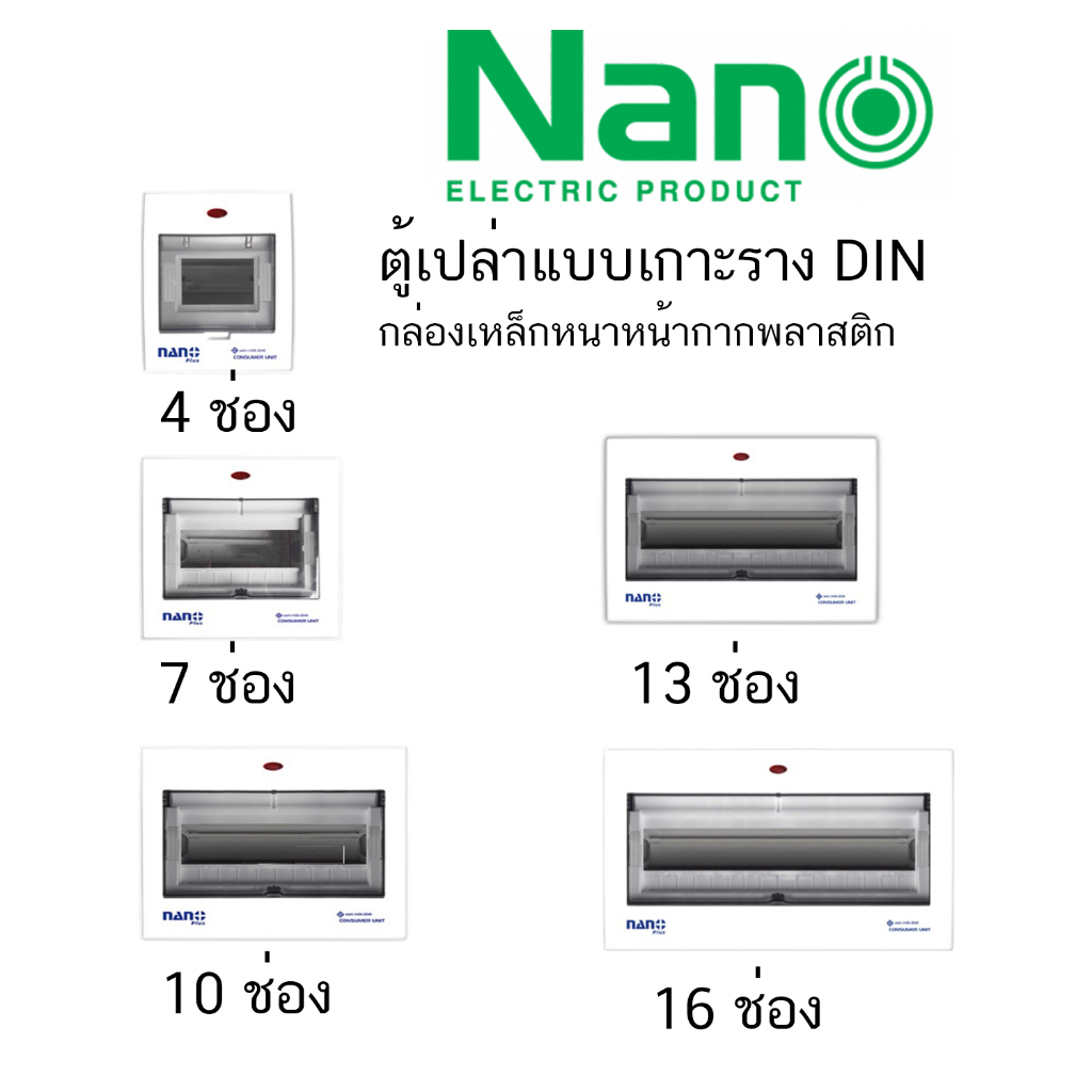 NANO ตู้เปล่า ตู้คอนซูมเมอร์ รุ่นเกาะราง กล่องไฟ ตู้ไฟ ตู้คอมบายเนอร์ ตู้โหลด ตู้ควบคุมไฟ NANO PLUS (ส่งไวมาก)
