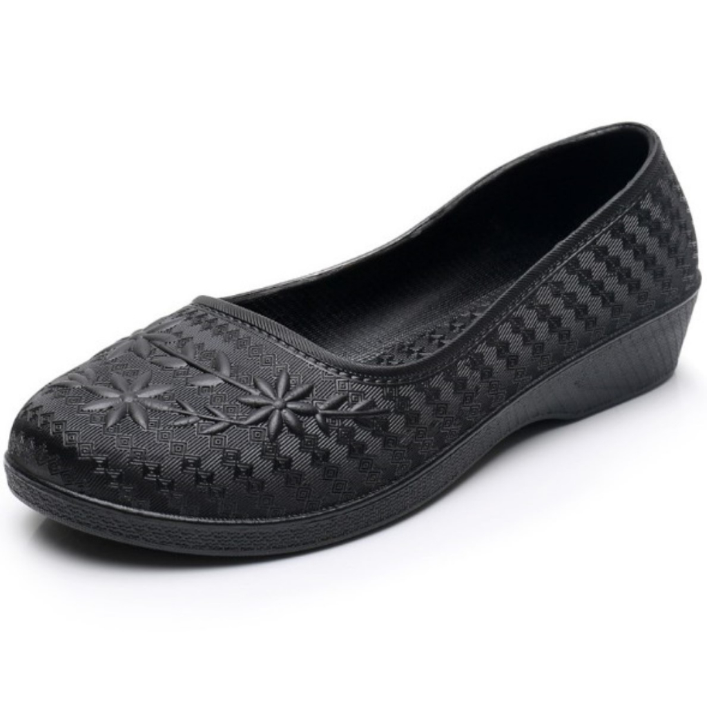 ꕥCatalog shoesꕥ รองเท้าคัชชูส้นเตี้ย แต่งลายดอกไม้ ยางนิ่มใส่สบาย มี 3 สี เบอร์ 36-41