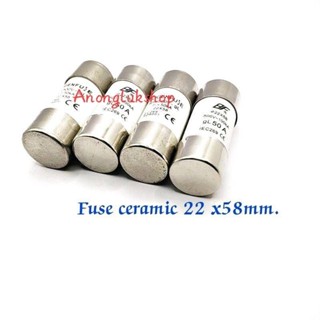 1ตัว Fuse Ceramic ฟิวส์เซรามิก  22*58MM.100kA 500Vac มี 25A 32A 50A 63A 80A