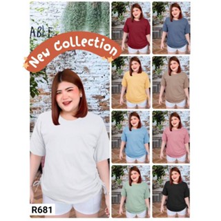 681.R เสื้อยืดสาวอวบคอกลม รุ่นข้าง เสื้อยืดไซส์ใหญ่ รูดข้างสายปรับได้ ผ้างร่องเล็ก อก50"