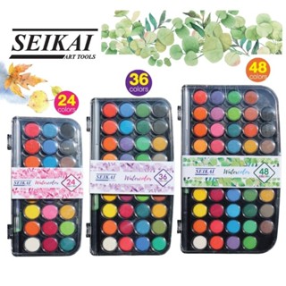 ชุดสีน้ำเค้ก SEIKAI เซ็ตสีน้ำเค้กแบบชุด 24สี, 36สี และ 48 สี พกพาสะดวก มาพร้อมพู่กันแท้งค์ในเซ็ต