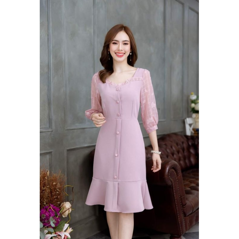 💕เดรส งานป้าย​ Alert  ไซส์​ M💕 ​ เดรสสีชมพู​ มือสอง