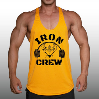 IRON CREW เสื้อกล้ามเพาะกายทรงคลาสสิค Bodybuilding Dry Fit Gym Tank Top