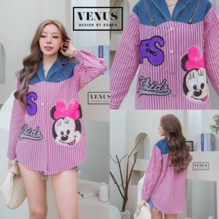 Micky Shirt เสื้อเชิ๊ตแต่งผ้ายีน แต่งตัวการ์ตูนปักเลื่อม งานสวยเวอร์วังมากๆนะคะ ใส่ปล่อยๆก็น่ารักคะ