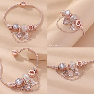 A38 สร้อยข้อมือ BEAUTIFUL ลายหมี  Rose gold  ไม่ลอก ไม่ดำ สายปรับไม่ได้