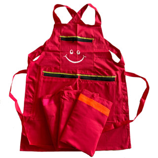 กันเปื้อนอารมณ์ดี 5กระเป๋า ผ้ากันเปื้อนยิ้ม Smile Apron ผ้ากันเปื้อนผู้ชาย